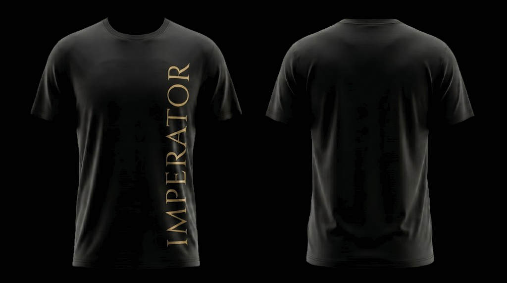 Imperator Vertical tee — gold IMPERATOR at side seam, clean back